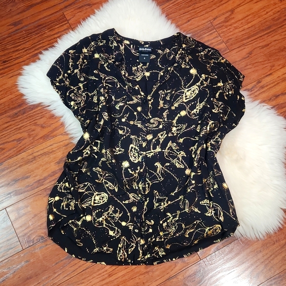 torrid Tops - Torrid Harry Potter Gold Accent Black Button Front Blouse